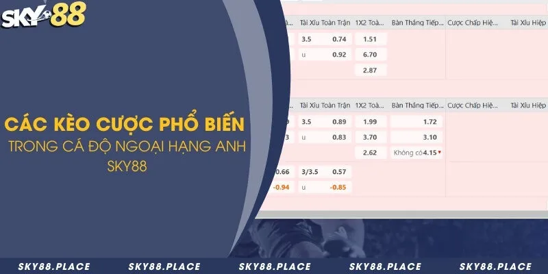 Giải đáp Sky88 có hỗ trợ chơi cá cược ngoại hạng Anh không? 1 Các kèo cược phổ biến trong cá độ Ngoại hạng Anh Sky88